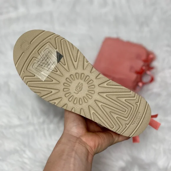 UGG Bailey Bow II Womens Mid-Calf Suede Winter Boots Pink 1016225 PBSM NEW Sz 7 - Picture 4 of 11